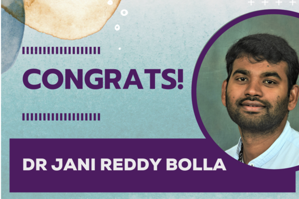 Congratulations image for Dr Jani Reddy Bolla.