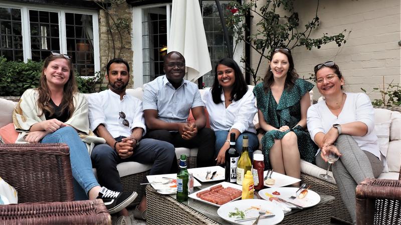 bunch of researchers enjoying the bbq